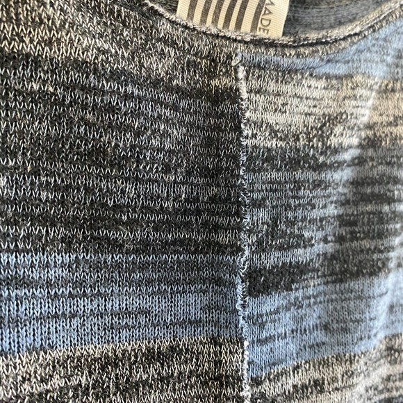 Free People Striped Top Oversized Medium Slouchy Striped Blue Vintage USA - Picture 6 of 13